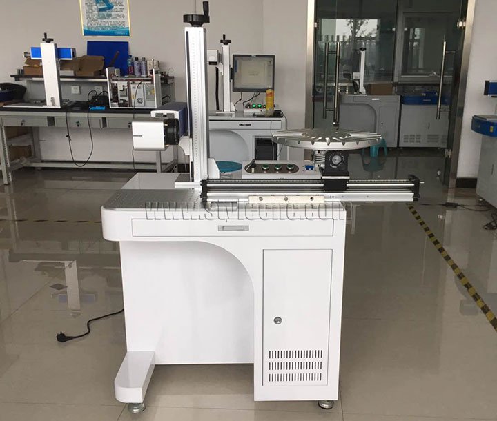 桌面 STJ-20FM 帶旋轉(zhuǎn)工作臺的光纖激光打標機