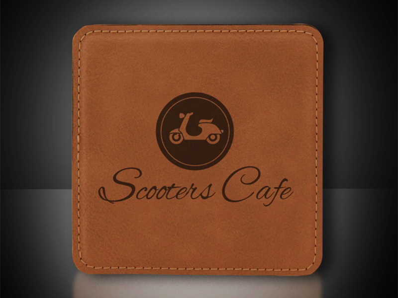 激光雕刻人造革徽標杯墊