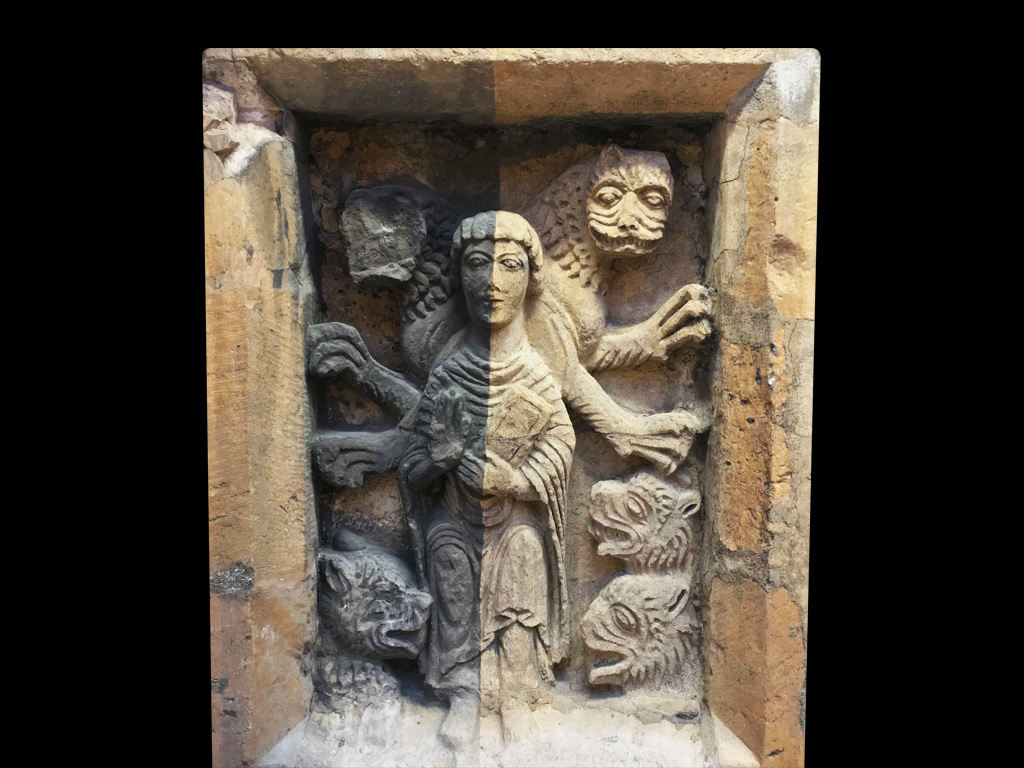 激光清洗歷史石壁畫上的碳沉積物